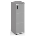 Офисный шкаф средний узкий левый / правый (1 средний фасад стекло сатин в раме, задняя стенка ЛДСП)