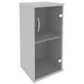Офисный шкаф узкий низкий со стеклом, Л/Пр.